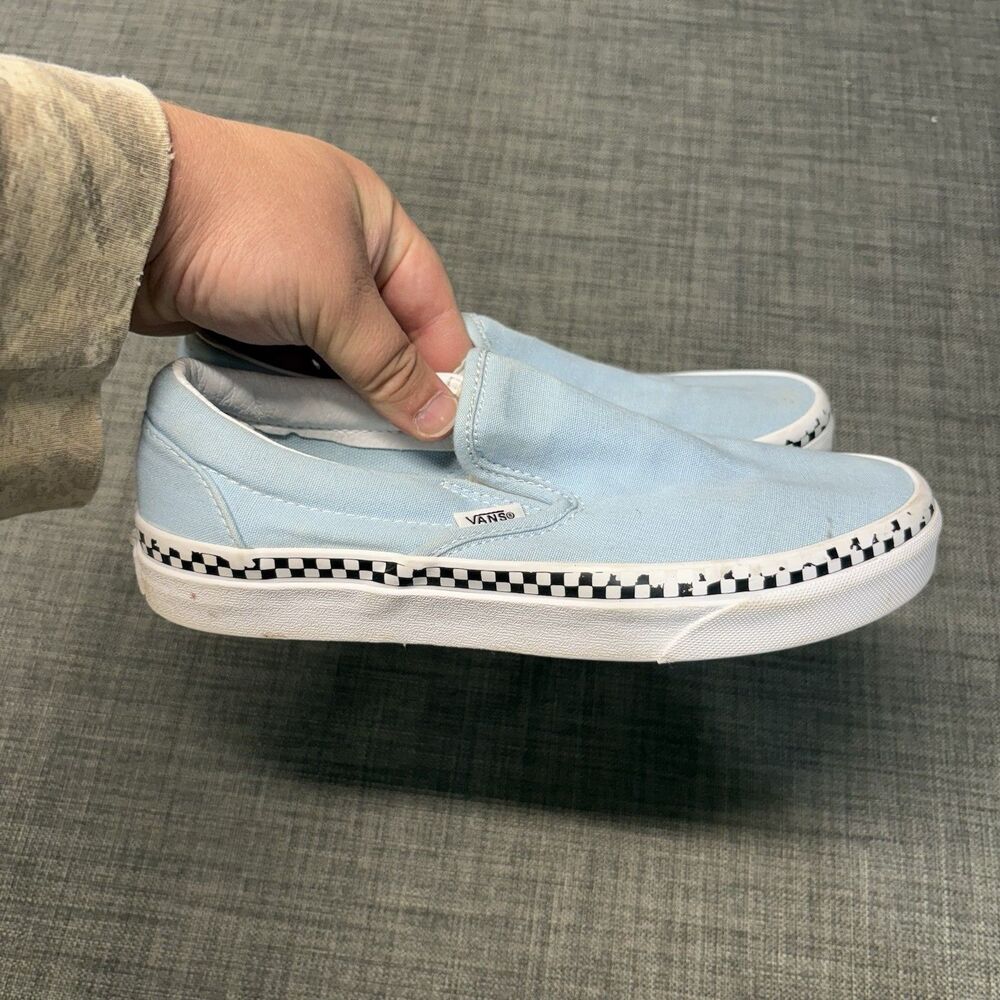 VANS Classic Slip-On Checker Foxing Blue Sneakers Shoes Women’s Size 7.5